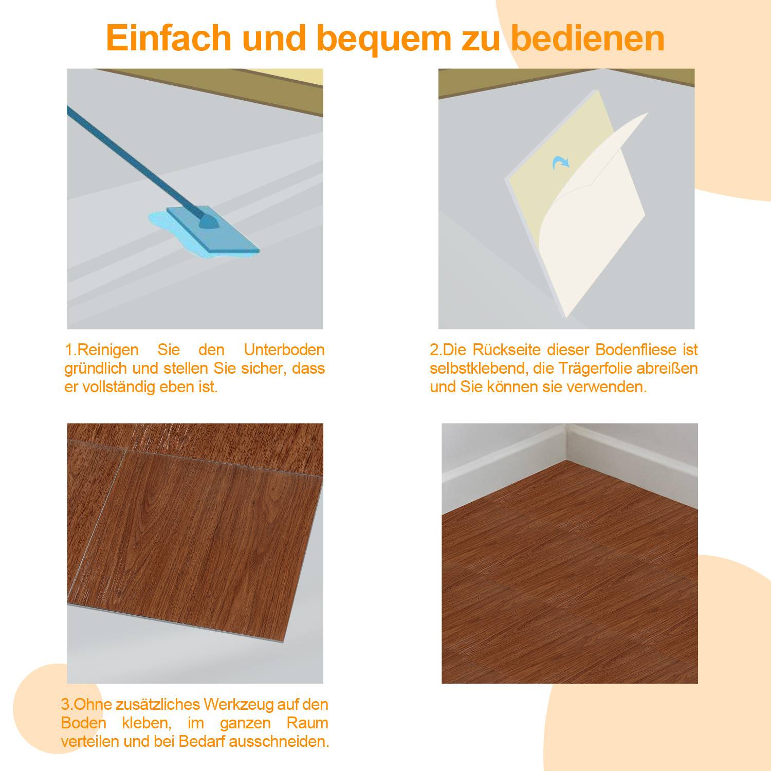 PVC Vinylboden Bodenbelag Vinyl Bodenfliesen 1 m² Selbstklebend Naturholz 11 Stück Holz Nachbildung Fliesen Design Bodenbelag gefühlsecht