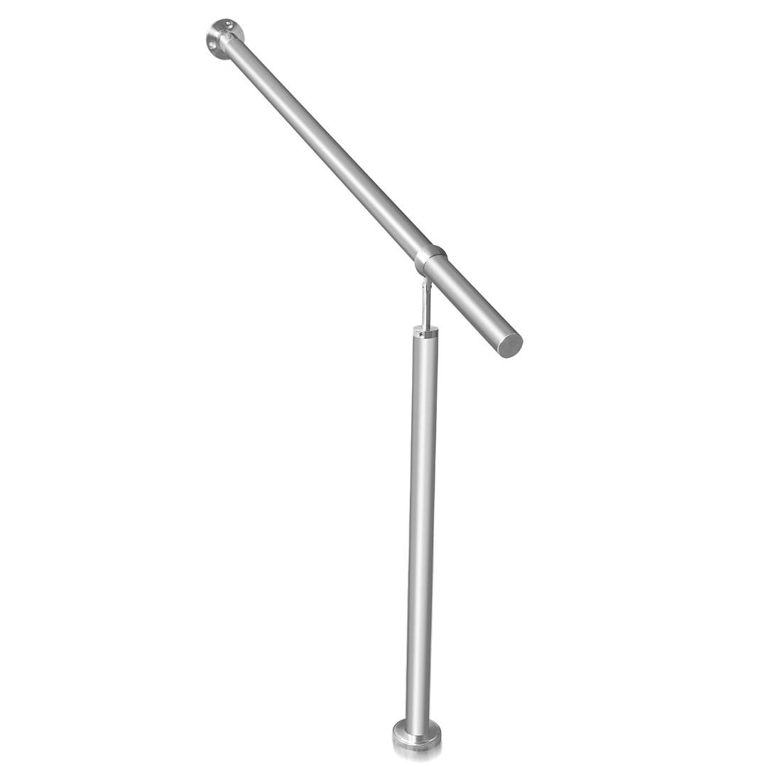 Edelstahl Eingangsgeländer 100 x 90 cm, Silber Treppengeländer, Handlauf für Hauseingang und Garten