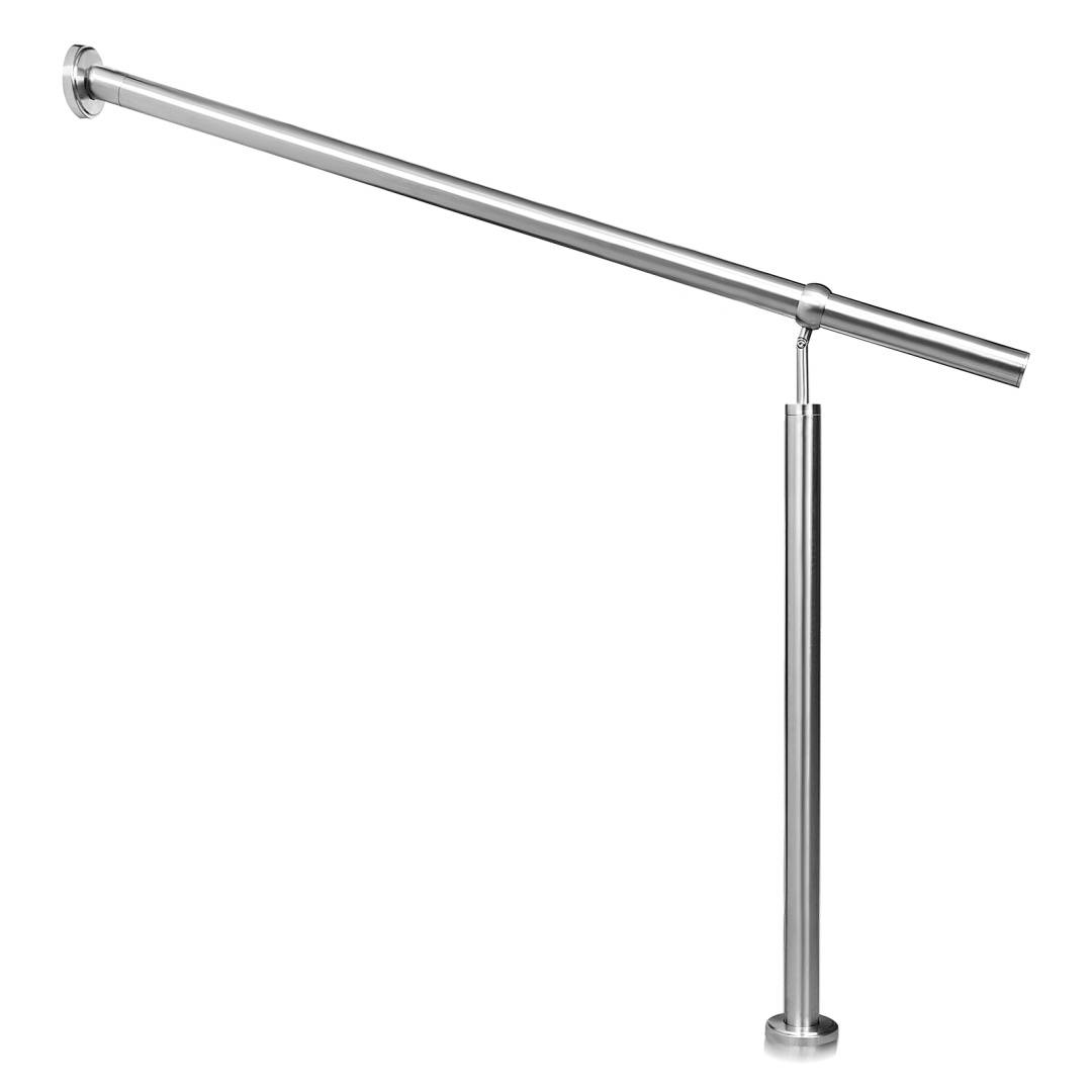 Edelstahl Eingangsgeländer 180 x 90 cm, Treppengeländer Silber, Handlauf für Treppenhaus und Außenbereich