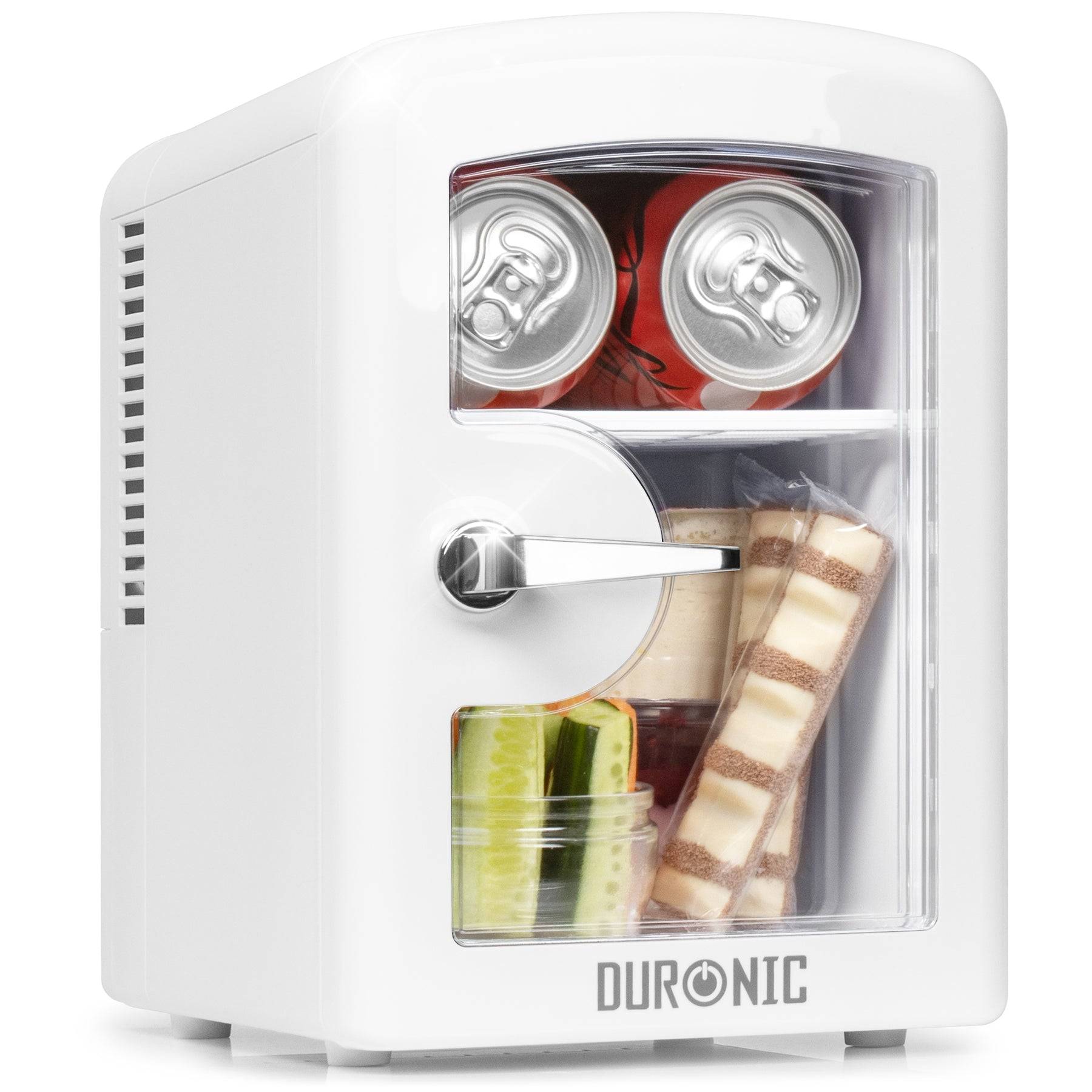 Duronic MFW4 WE Mini Kühlschrank, 4 L Getränkekühlschrank für bis zu 6 Dosen