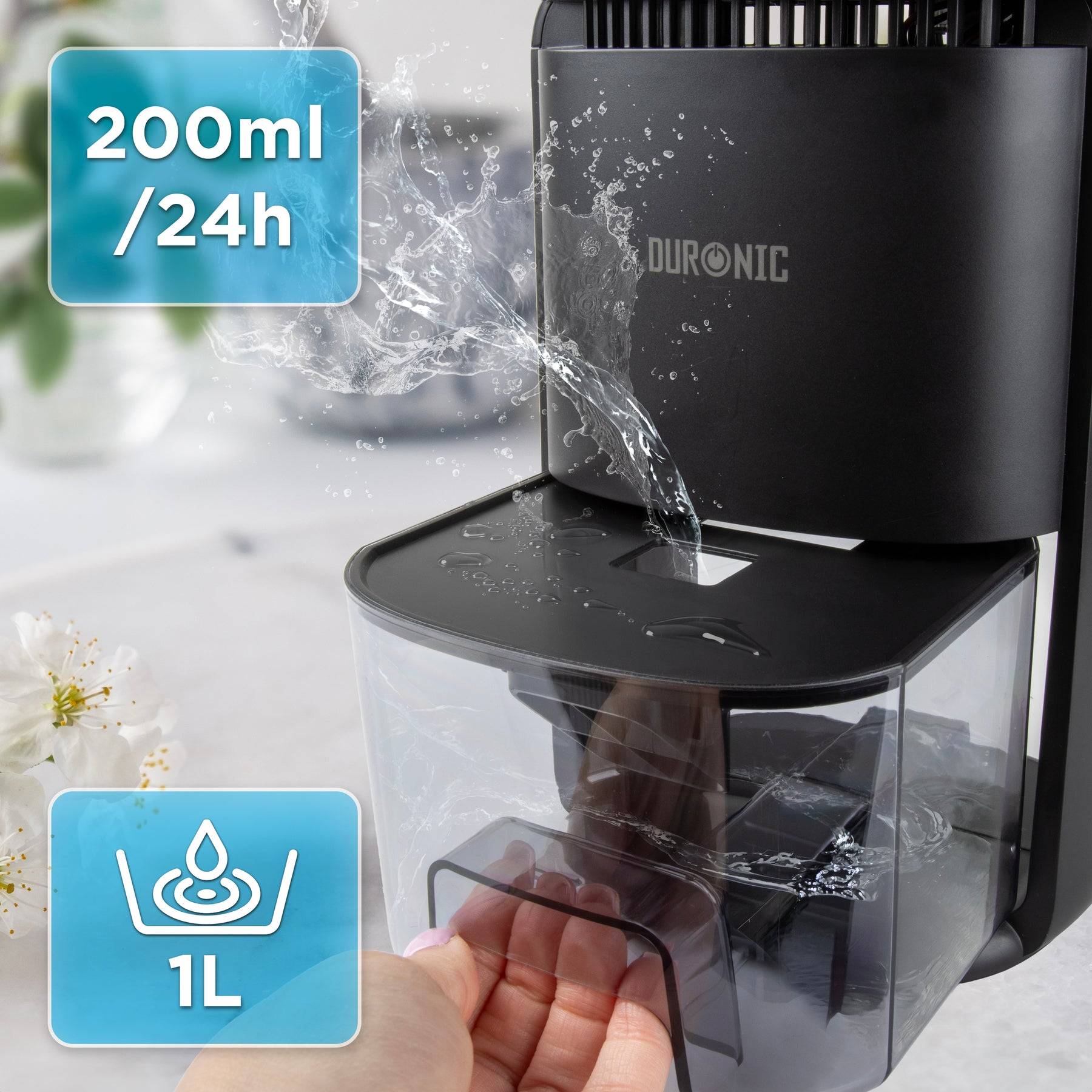 Duronic DH07 BK Luftentfeuchter, elektrischer Lufttrockner gegen Schimmelbildung