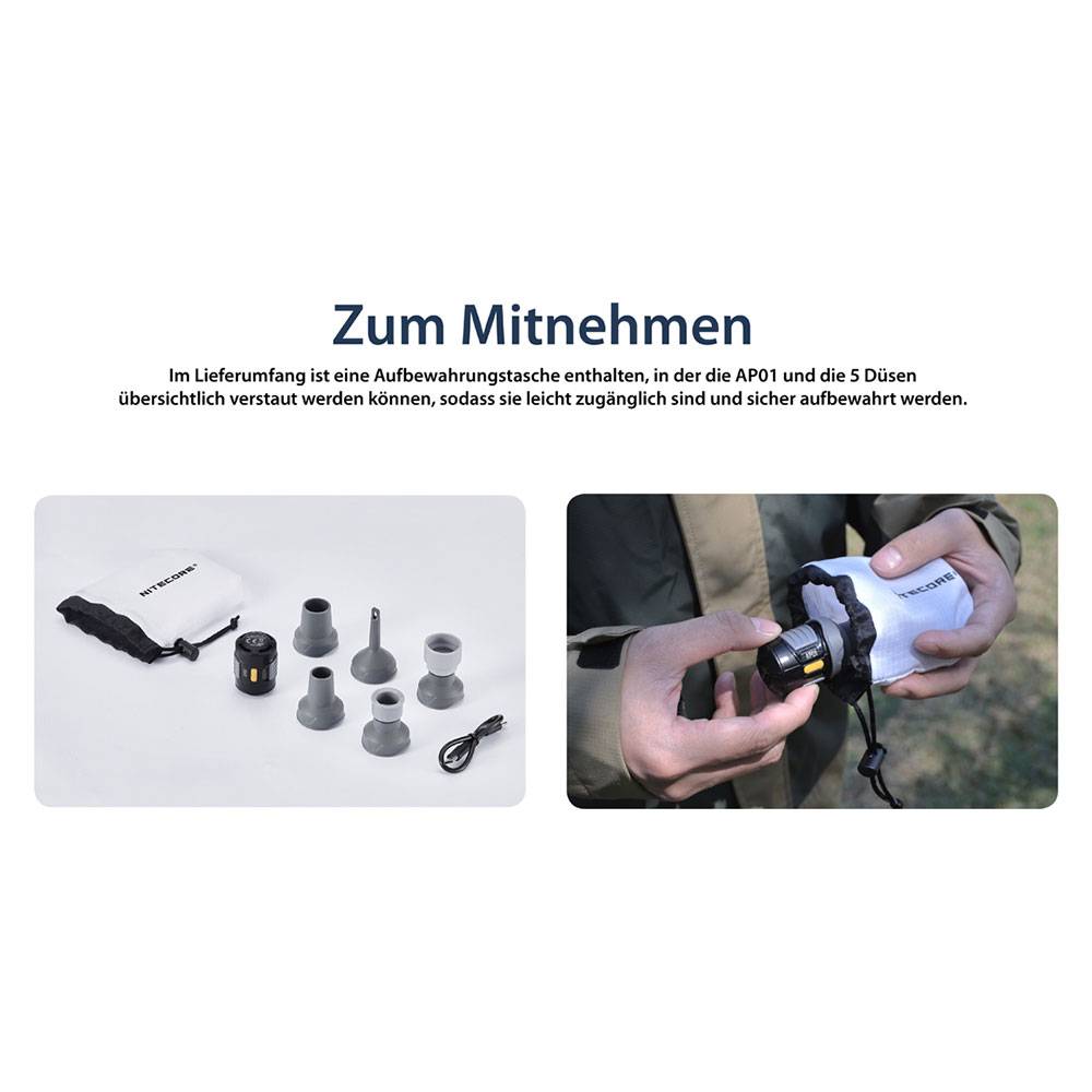 Nitecore AP01 elektronische Miniluftpumpe - Schwarz