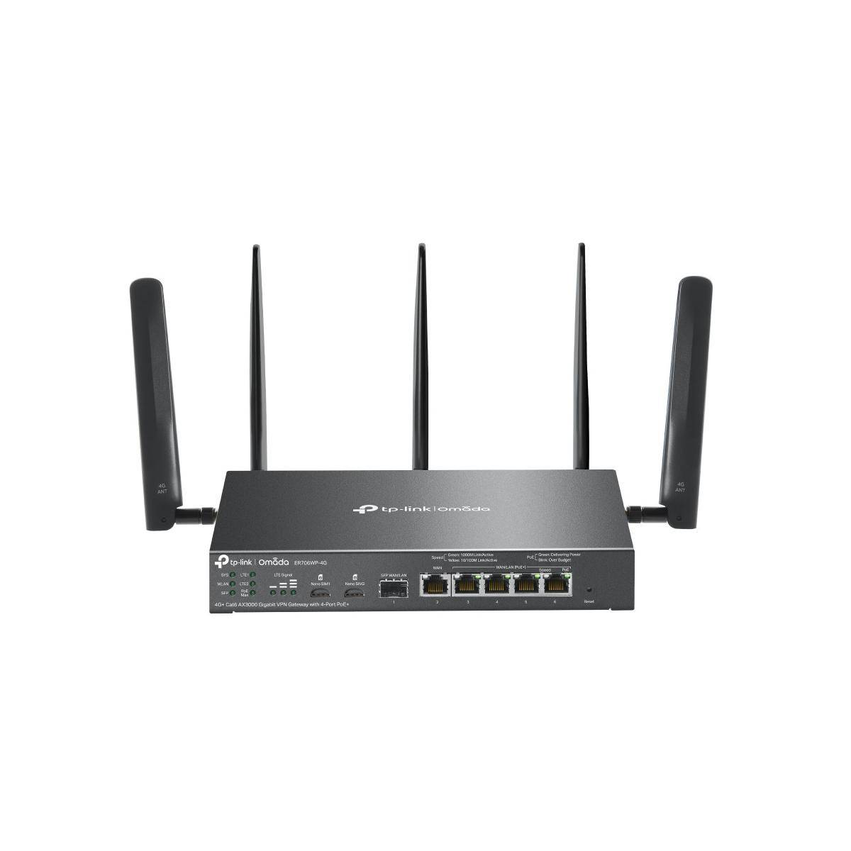 ER706WP-4G – Omada 4G+ Cat6 AX3000 Gigabit VPN Gateway mit 4-Port PoE+