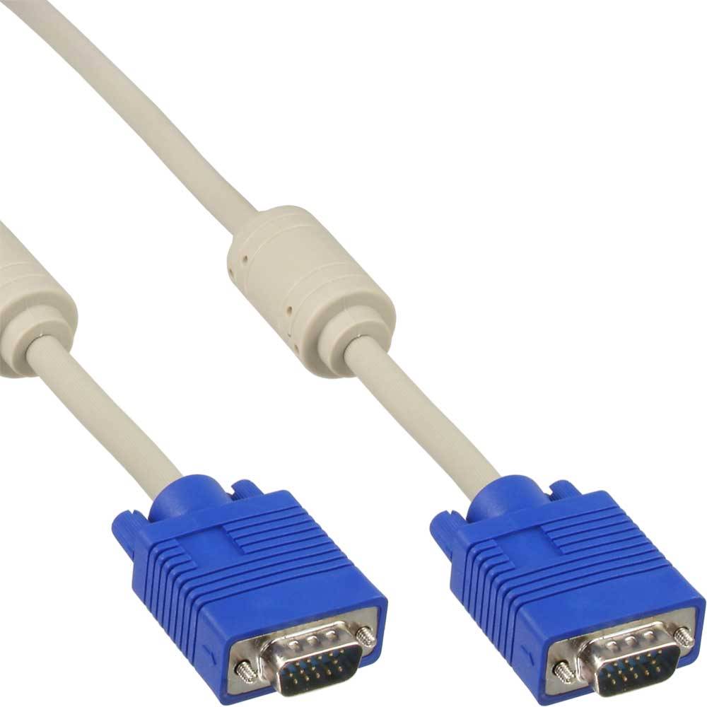 InLine® 17702 S-VGA Kabel, 15pol HD Stecker / Stecker, beige, 1m
