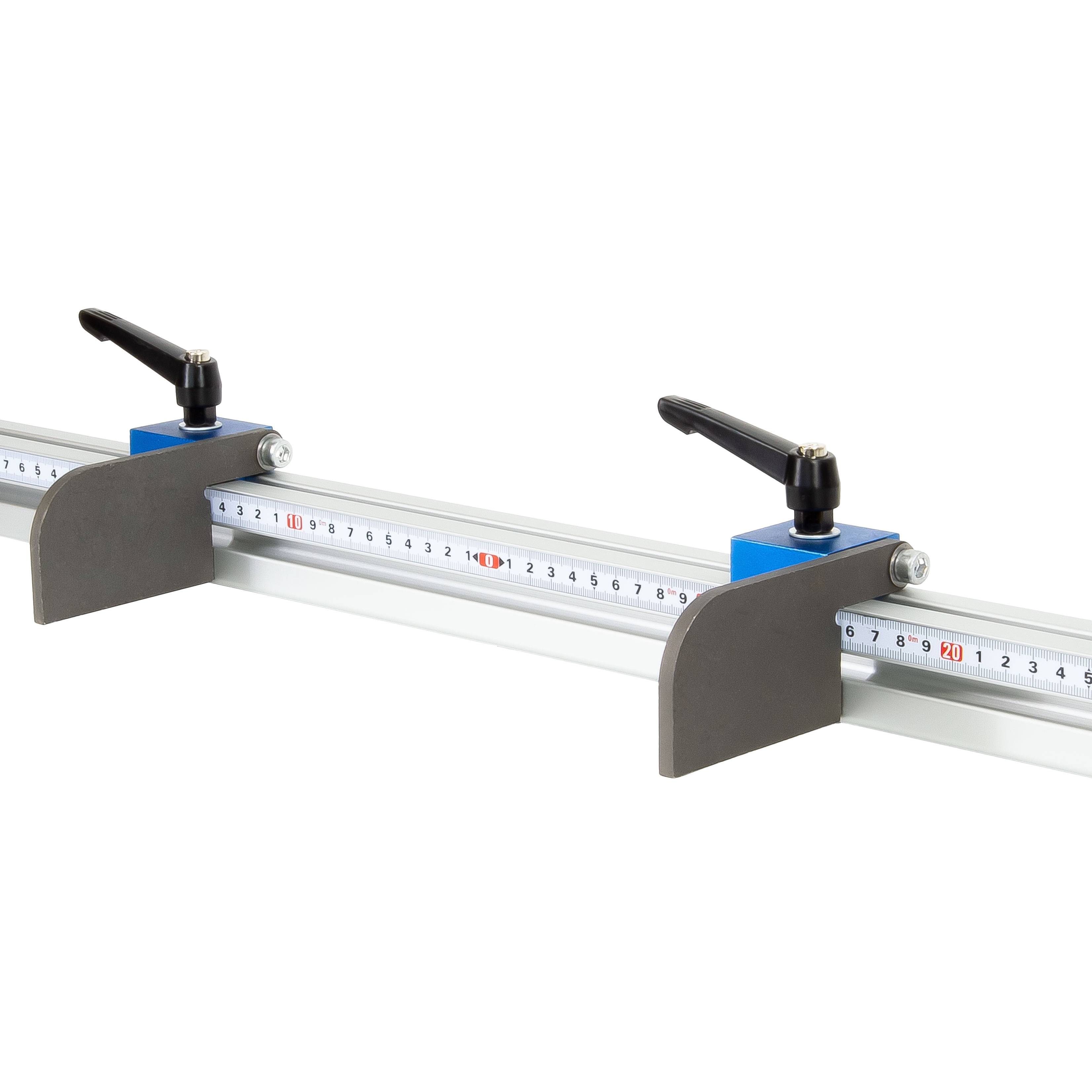 SCHMIDT systemprofile Längenanschlag C 2m Aluminium-Profil Säge-Anschlag 1m-1m Mitte Maßband Stahl 2x Ablängklappe