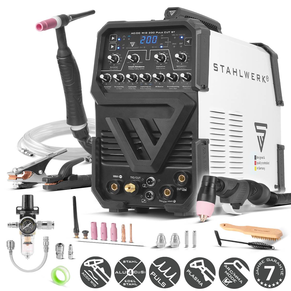 STAHLWERK Schweißgerät AC/DC WIG 200 Puls CUT ST 200 A