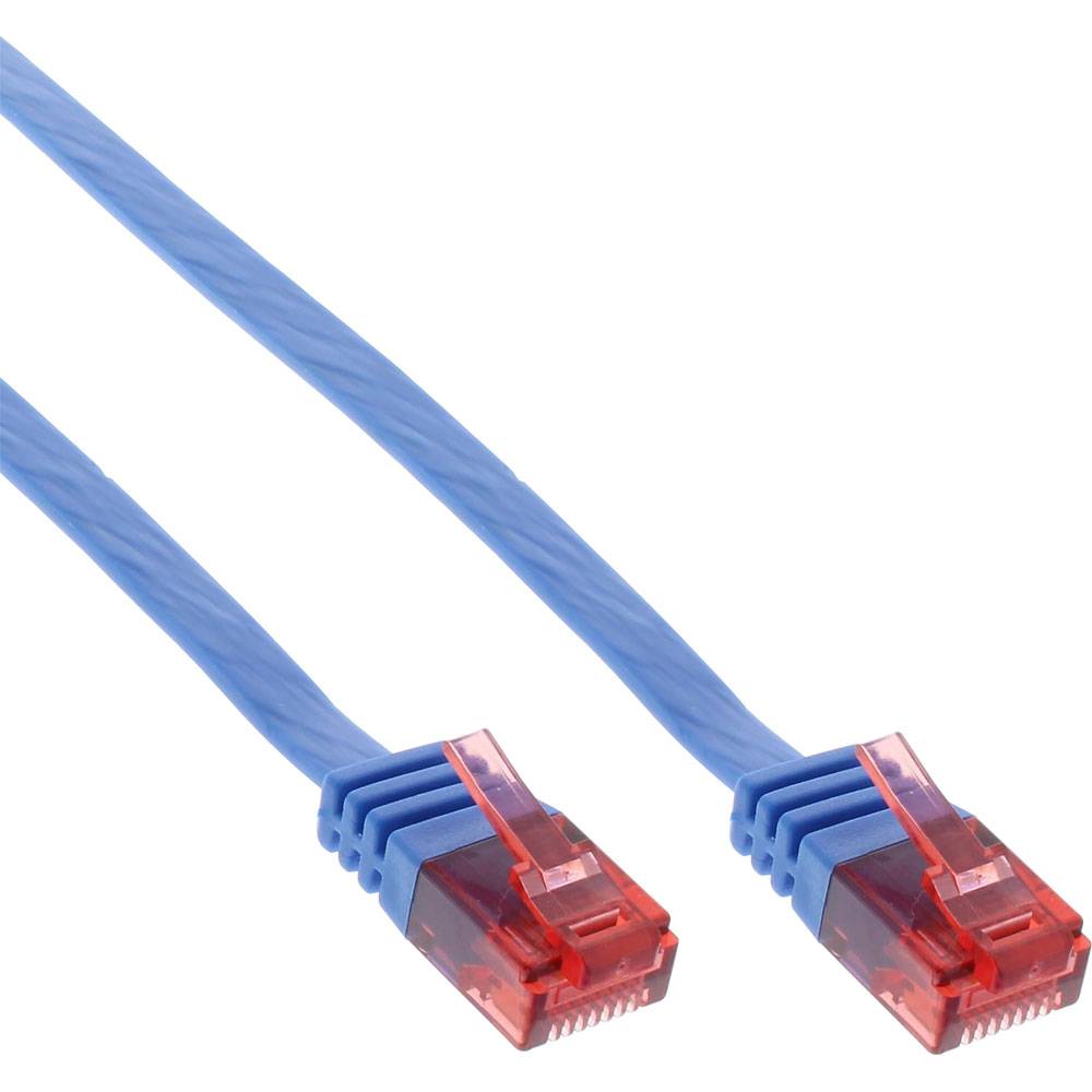 InLine® 71655B Patchkabel flach, U/UTP, Cat.6, blau, 0,5m