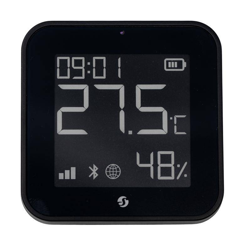 Shelly BLU ZB H&T, Temperatur- und Luftfeuchtesensor, E-Ink Display, Zigbee, Bluetooth, schwarz