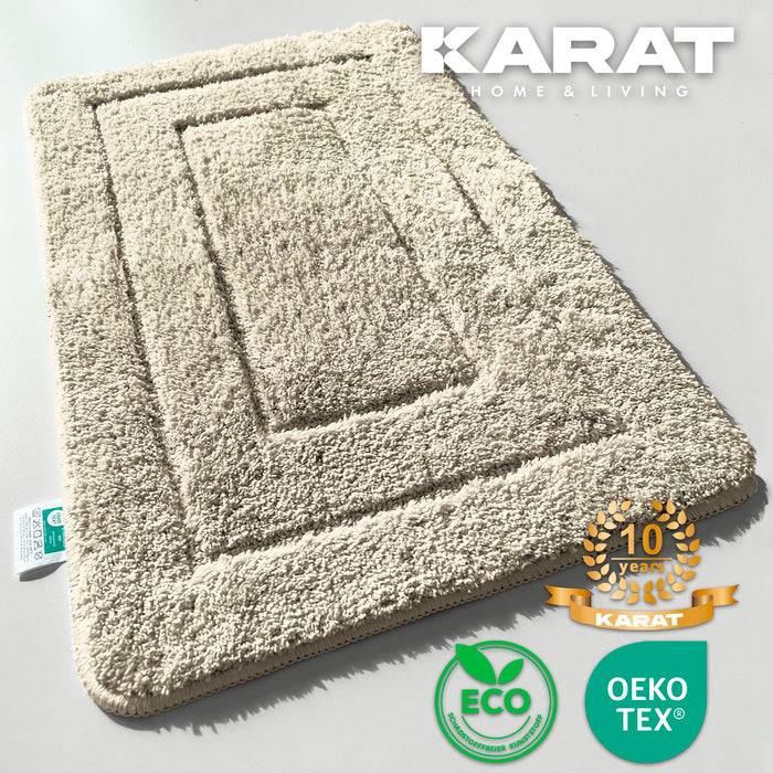 KARAT Badematte Atlantis - weicher & rutschsicherer Badvorleger - schnelltrocknend & pflegeleicht - 50 x 80 cm - Beige