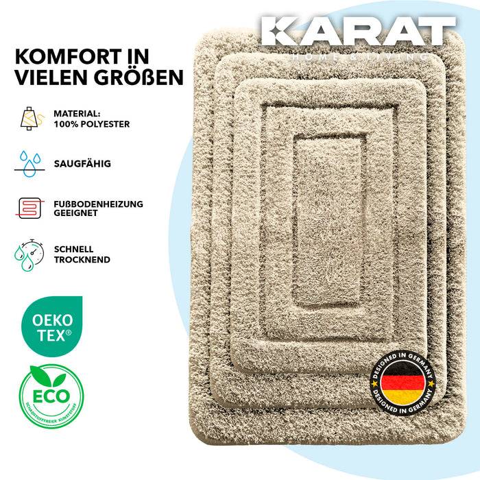 KARAT Badematte Atlantis - weicher & rutschsicherer Badvorleger - schnelltrocknend & pflegeleicht - 50 x 80 cm - Beige