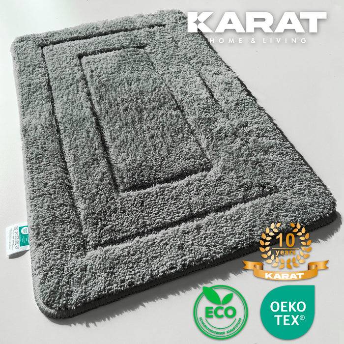 KARAT Badematte Atlantis - weicher & rutschsicherer Badvorleger - schnelltrocknend & pflegeleicht - 60 x 100 cm - Dunkelgrau