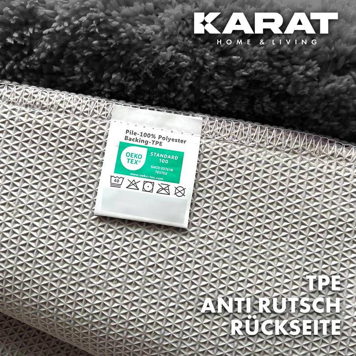 KARAT Badematte Atlantis - weicher & rutschsicherer Badvorleger - schnelltrocknend & pflegeleicht - 60 x 100 cm - Dunkelgrau