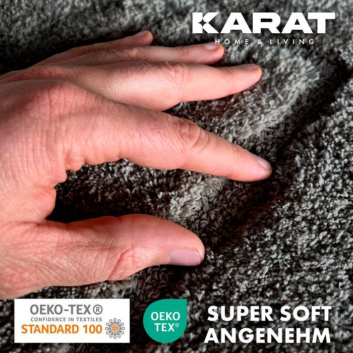 KARAT Badematte Atlantis - weicher & rutschsicherer Badvorleger - schnelltrocknend & pflegeleicht - 60 x 100 cm - Dunkelgrau