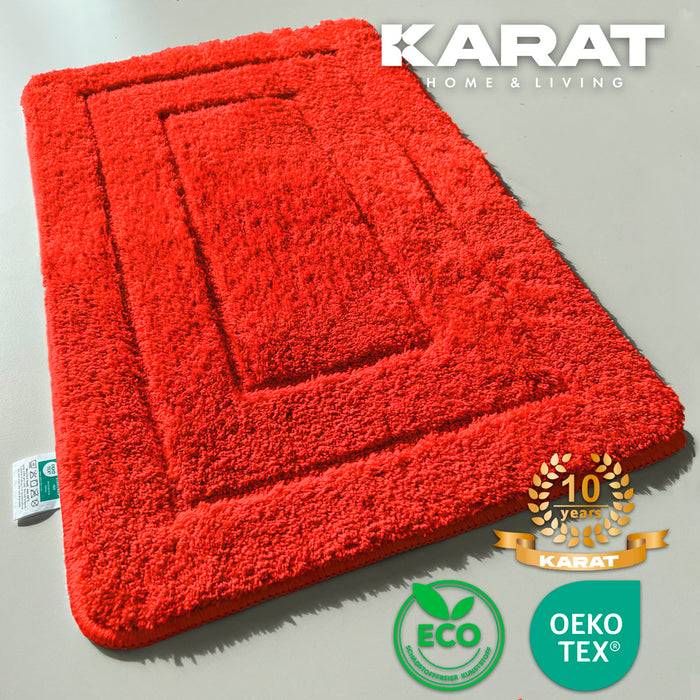 KARAT Badematte Atlantis - weicher & rutschsicherer Badvorleger - schnelltrocknend & pflegeleicht - 40 x 60 cm - Rot