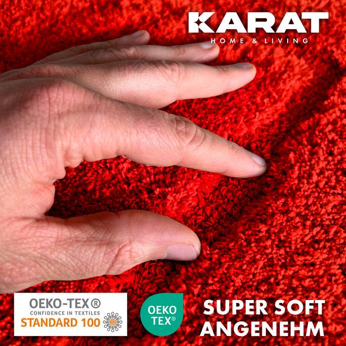 KARAT Badematte Atlantis - weicher & rutschsicherer Badvorleger - schnelltrocknend & pflegeleicht - 60 x 100 cm - Rot