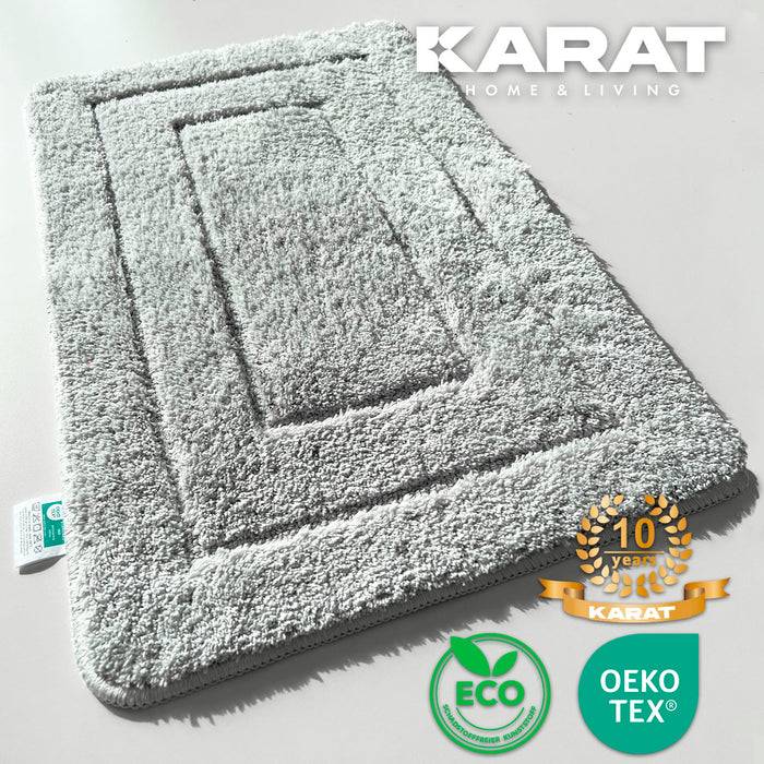 KARAT Badematte Atlantis - weicher & rutschsicherer Badvorleger - schnelltrocknend & pflegeleicht - 40 x 60 cm - Silbergrau