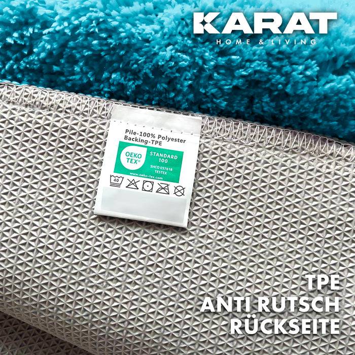 KARAT Badematte Atlantis - weicher & rutschsicherer Badvorleger - schnelltrocknend & pflegeleicht - 60 x 100 cm - Türkis