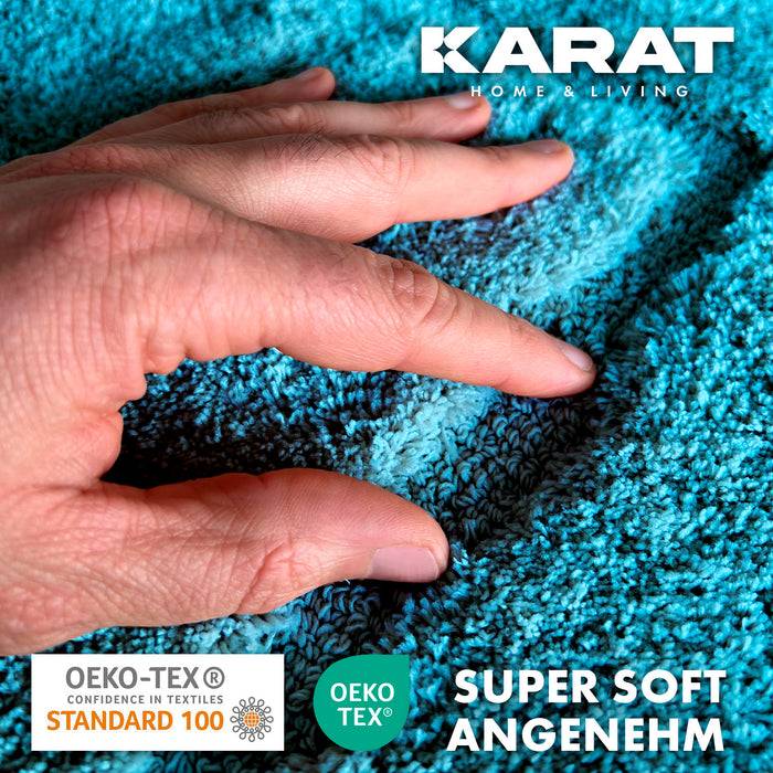 KARAT Badematte Atlantis - weicher & rutschsicherer Badvorleger - schnelltrocknend & pflegeleicht - 60 x 100 cm - Türkis