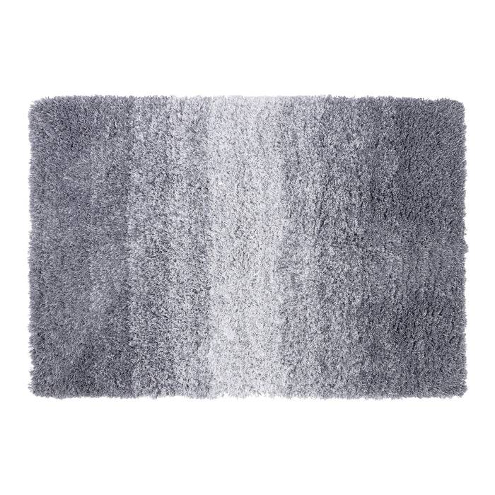 FLOORDIREKT Badteppich Wave - Robuster Badvorleger aus Polyester - Rutschsicher & Schnelltrocknend - 50 x 80 cm - Grau/Weiß