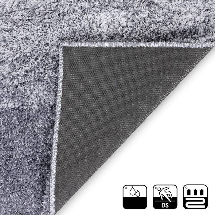 FLOORDIREKT Badteppich Wave - Robuster Badvorleger aus Polyester - Rutschsicher & Schnelltrocknend - 50 x 80 cm - Grau/Weiß