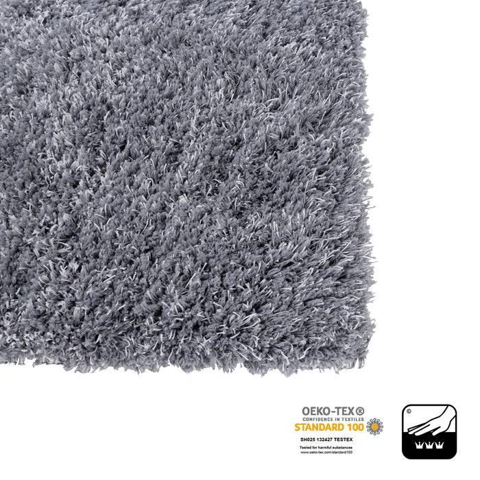 FLOORDIREKT Badteppich Wave - Robuster Badvorleger aus Polyester - Rutschsicher & Schnelltrocknend - 50 x 80 cm - Grau/Weiß