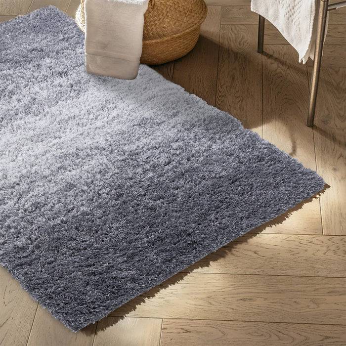 FLOORDIREKT Badteppich Wave - Robuster Badvorleger aus Polyester - Rutschsicher & Schnelltrocknend - 50 x 80 cm - Grau/Weiß