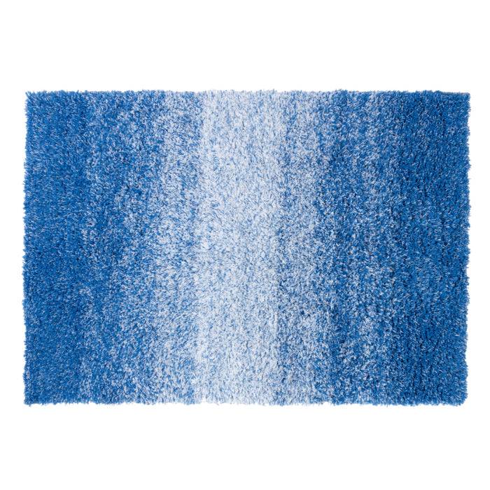 FLOORDIREKT Badteppich Wave - Robuster Badvorleger aus Polyester - Rutschsicher & Schnelltrocknend - 60 x 90 cm - Blau/Weiß