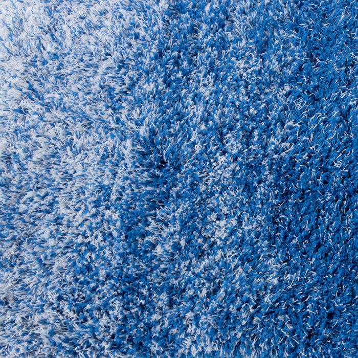FLOORDIREKT Badteppich Wave - Robuster Badvorleger aus Polyester - Rutschsicher & Schnelltrocknend - 60 x 90 cm - Blau/Weiß
