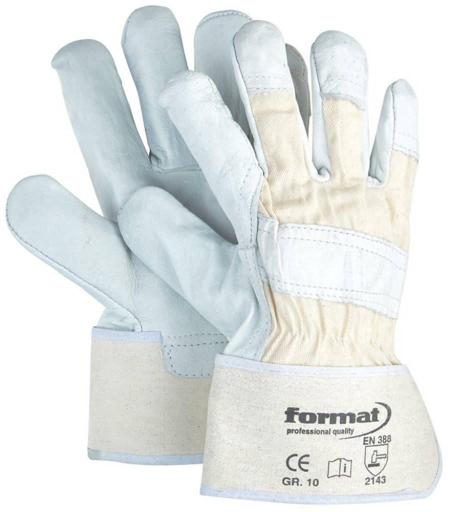 FORMAT RindvolllederhandschuhZulassung/Norm EN 3882016Ausführung Gefüttert Stabile, gummierte, helle Stulpe mit PulsschutzTräger Material Rin
