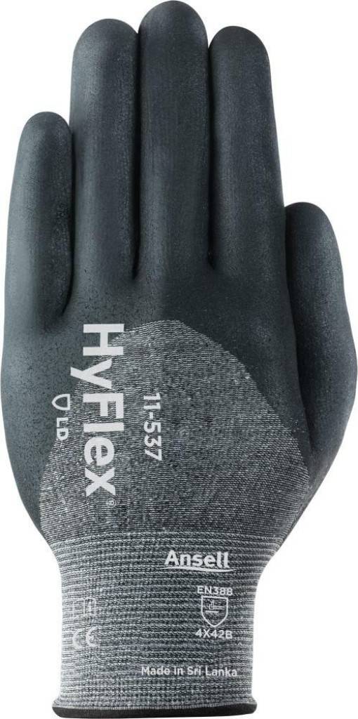 Montagehandschuh HyFlex 11-537Zulassung/NormEN 3882016, EN 4202003 A12009Eigenschaften Sehr leichtes Material Hohe Griffsicherheit Abriebfes