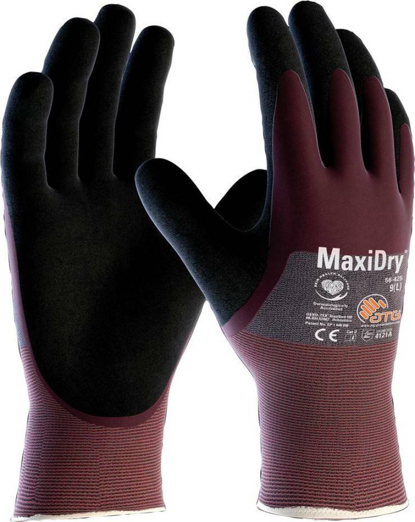MaxiDry Nylon-Strickhandschuhe 56-425Ausführung MaxiDry ist ein flüssigkeitsabweisender Schutzhandschuh für mechanische Tätigkeiten unter öligen