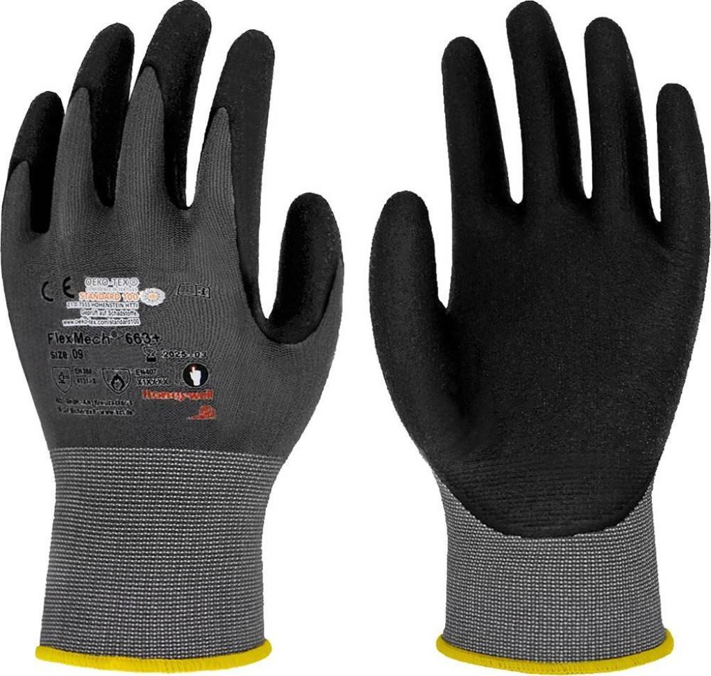Schutzhandschuh FlexMech 663Zulassung/Norm EN 3882016, EN 407, EN 420Ausführung Atmungsaktiv Gute Griffigkeit Gute Tastsensibilität Geri