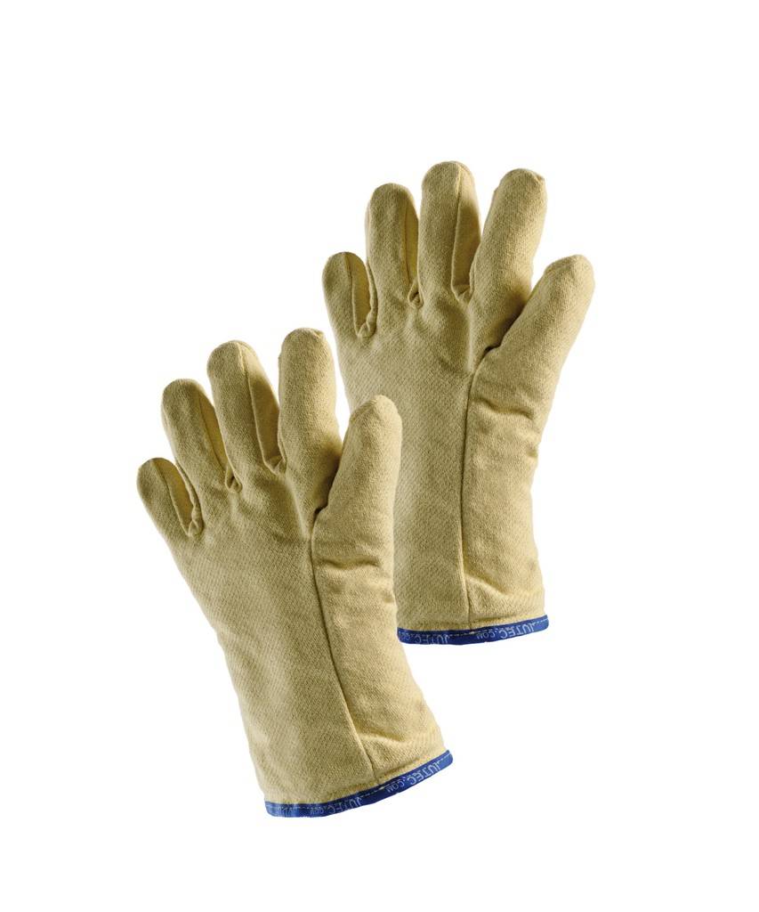 ProduktbeschreibungMaterial Aramidgewebe hitzebeständig bis 500C kurzfristig, ca. 500 g/m, Futter aus Baumwoll-Schlinge, beidseitig nutzbar