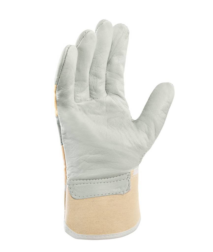 teXXor Rindvollleder-Handschuhe MONTBLANC IIIAusführung Rindvolleder weißer Drell aus Baumwolle Doppelnähte gefüttert gummierte Stulpe Materialst