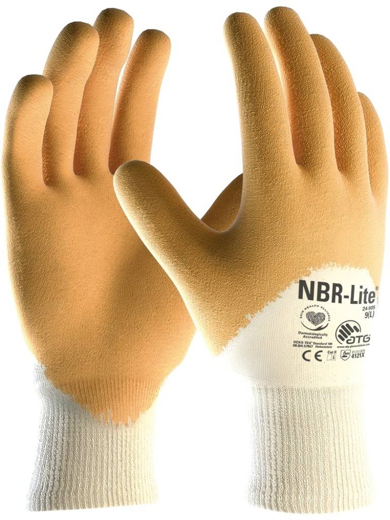 NBR-Lite Nitril-Handschuhe 24-985Ausführung NBR-Lite ist für trockene ölige oder feuchte Umgebungen gedacht die mechanischen Schutz erfordern. Nitr