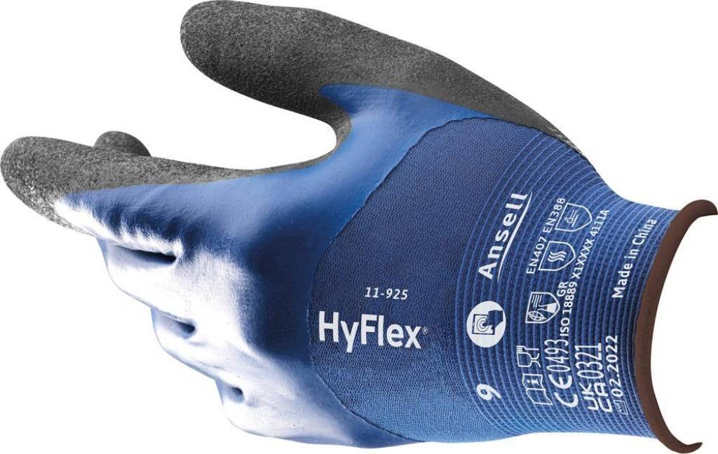 Montagehandschuh HyFlex 11-925Zulassung/Norm EN 3882016, EN 4202003 A12009, ISO 188892019, kompatibel mit der REACH-VerordnungAusführung Leicht