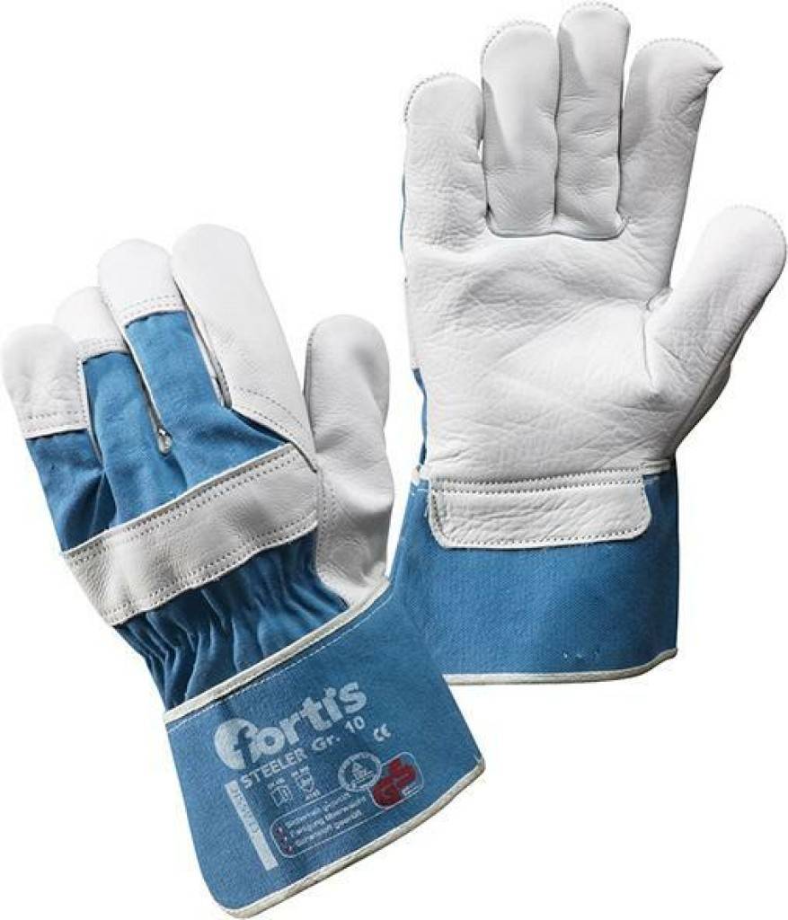 Rindvolllederhandschuh SteelerZulassung/Norm EN 3882003Eigenschaften Ausgesuchte Lederqualität Canvas-Stulpe Komfortable Innenhandfütterung