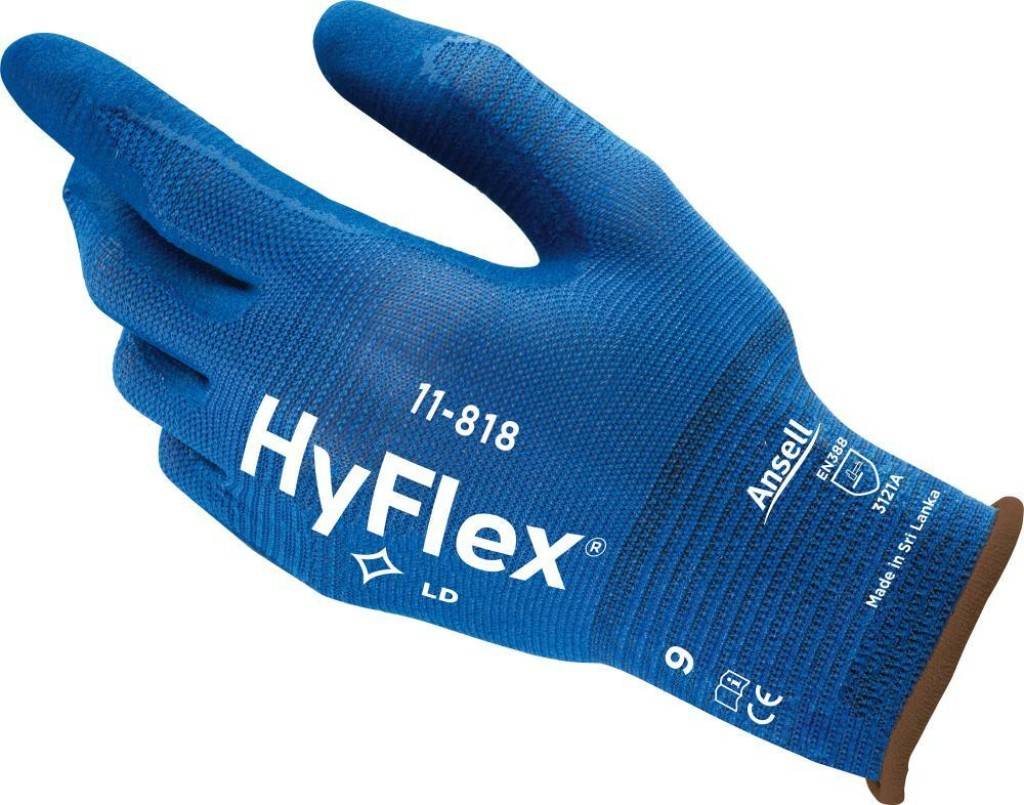 Mehrzweckhandschuh HyFlex 11-818Zulassung/Norm EN 3882003, EN 3882016Eigenschaften Hoher Tragekomfort Sehr gute Fingerbeweglichkeit durch Ansell