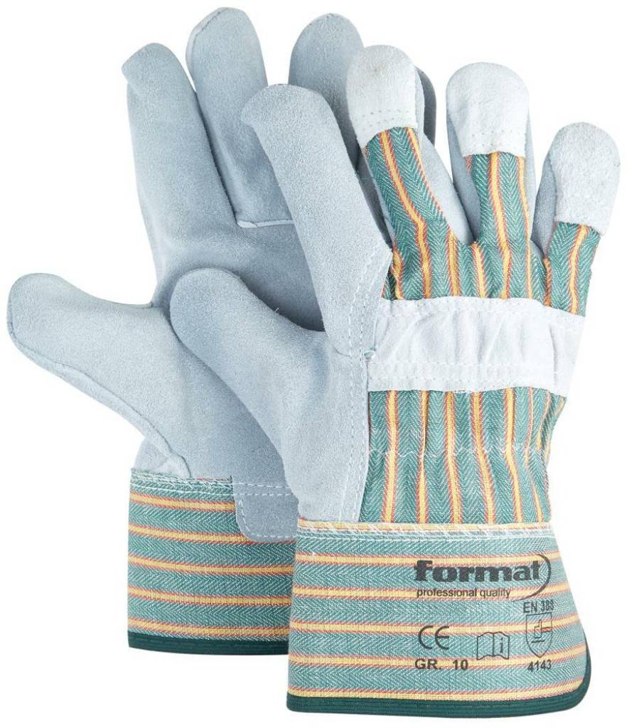 FORMAT RindspaltlederhandschuhZulassung/Norm EN 3882016Ausführung Gefüttert Stabile, gummierte Stulpe mit PulsschutzTräger Material Handfläc