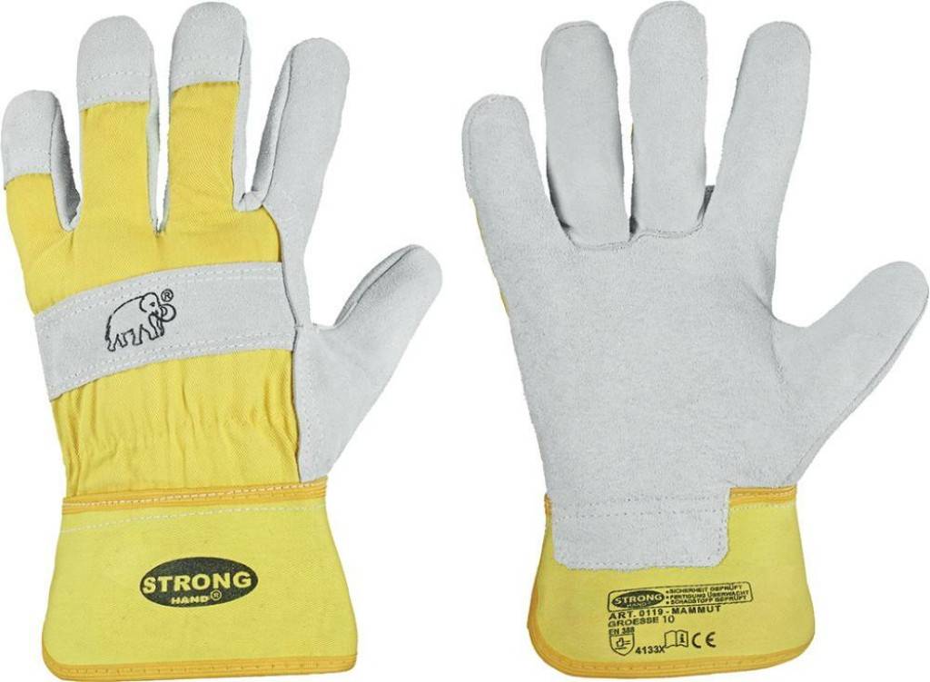 STRONGHAND Rindspaltlederhandschuh MammutDer STRONGHAND Rindspaltlederhandschuh "Mammut" ist ein hochwertiger Arbeitshandschuh mit einer Vielzahl