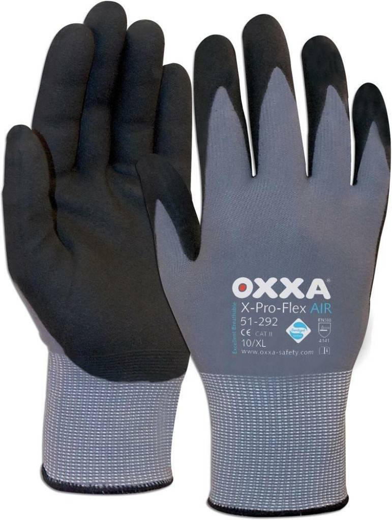 Montagehandschuh OXXA X-Pro-Flex AIRZulassung/Norm EN 3882003Eigenschaften Atmungsaktiv Anti-Rutsch-Eigenschaften dank NTF Nitril-Mikroschaum-Te