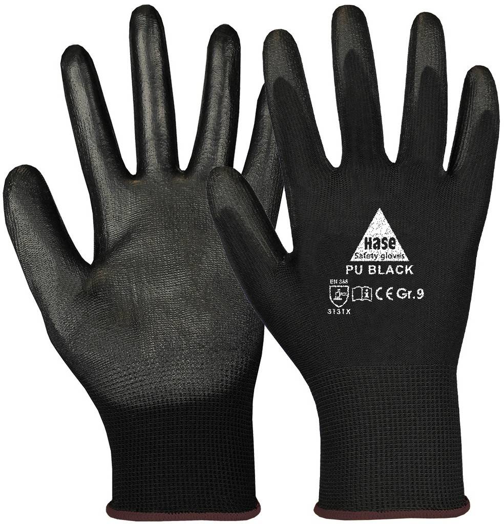 PU BLACK, Montagehandschuh aus Polyester/PUGr. 6-11, Kat. II, EN 388PU BLACK, Montagehandschuh aus Polyester/PU, Gr. 10Montagehandschuh aus