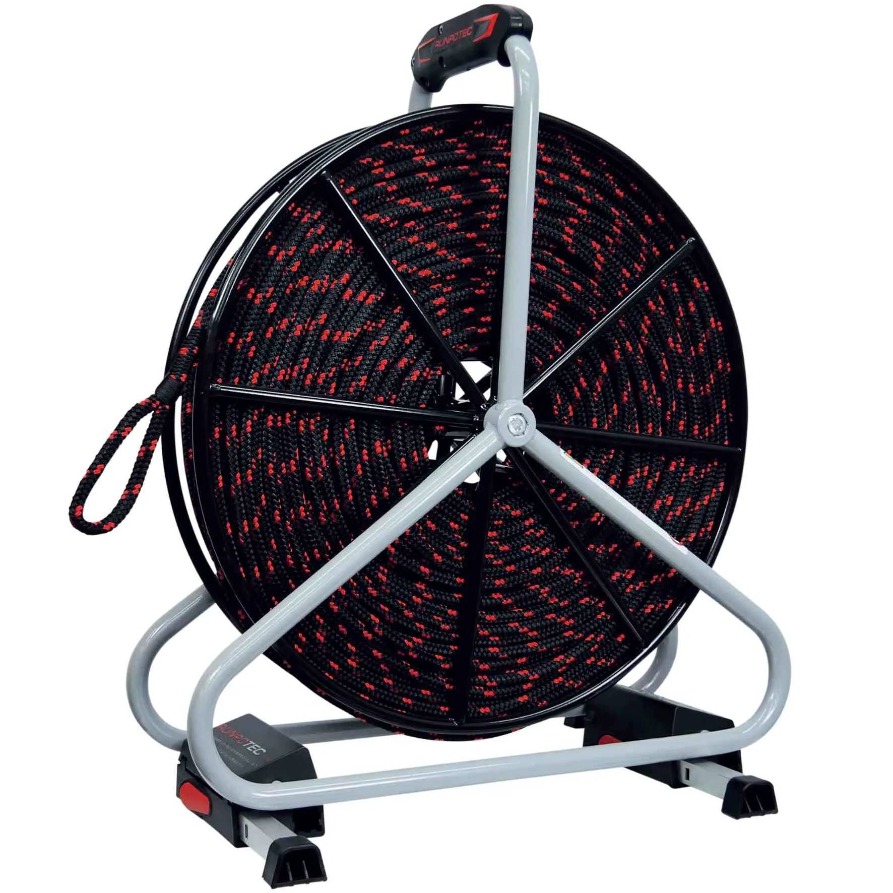 RUNPOTEC Zugseil Polyester Ø10mm, mit Haspel, Bruchlast 1640kg, schwarz, Rolle mit 120m, 1 Stk.