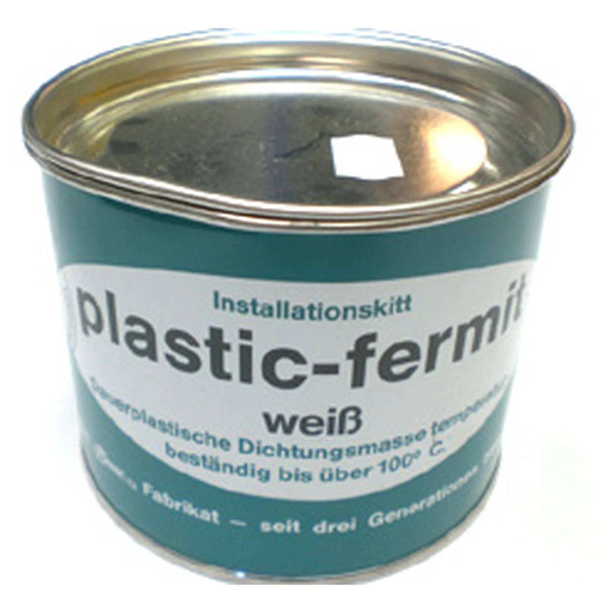 Eine Dose mit weißem Kunststoffdichtmittel mit der Aufschrift 