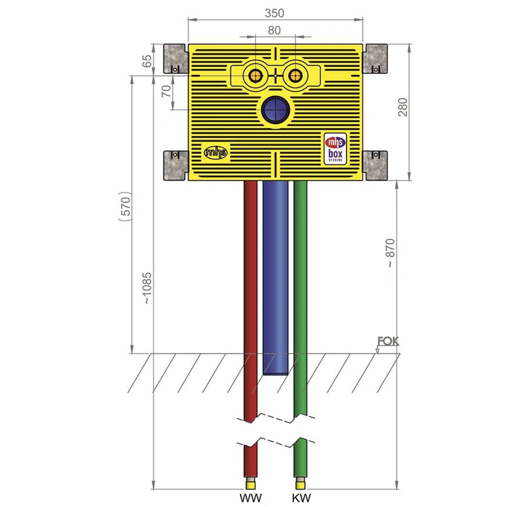 MHS Waschtisch, 30142ME5po0000, Auslass 80mm, WTU/AS80-I/20/ME, Geberit Mepla, 1 Stk.