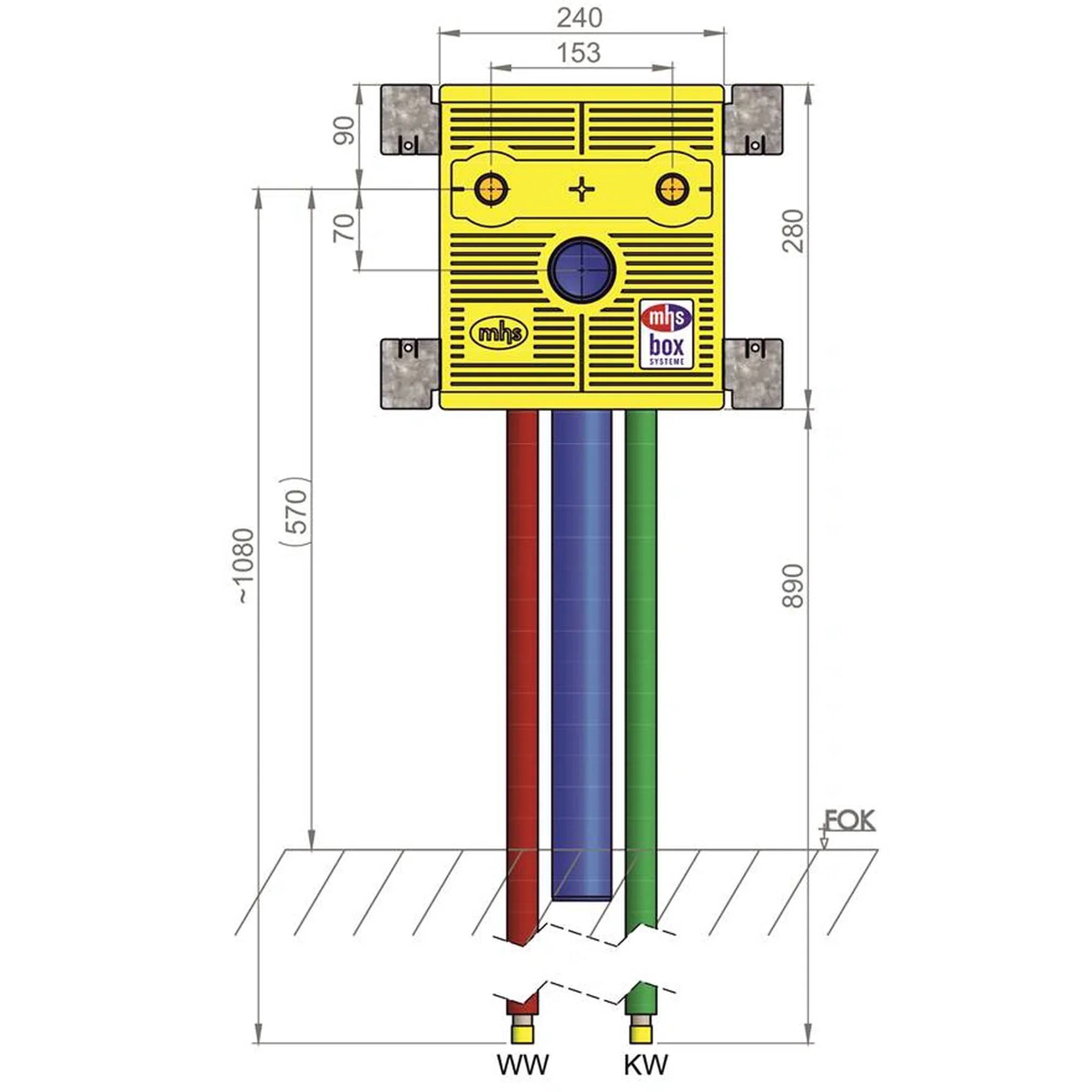 MHS Waschtisch, 20342EA5po0a00, Auslass 153mm, WTU/240/AS153-I/EA/20/5PO/BH, Vogel-Noot Easy Tec, 1 Stk.