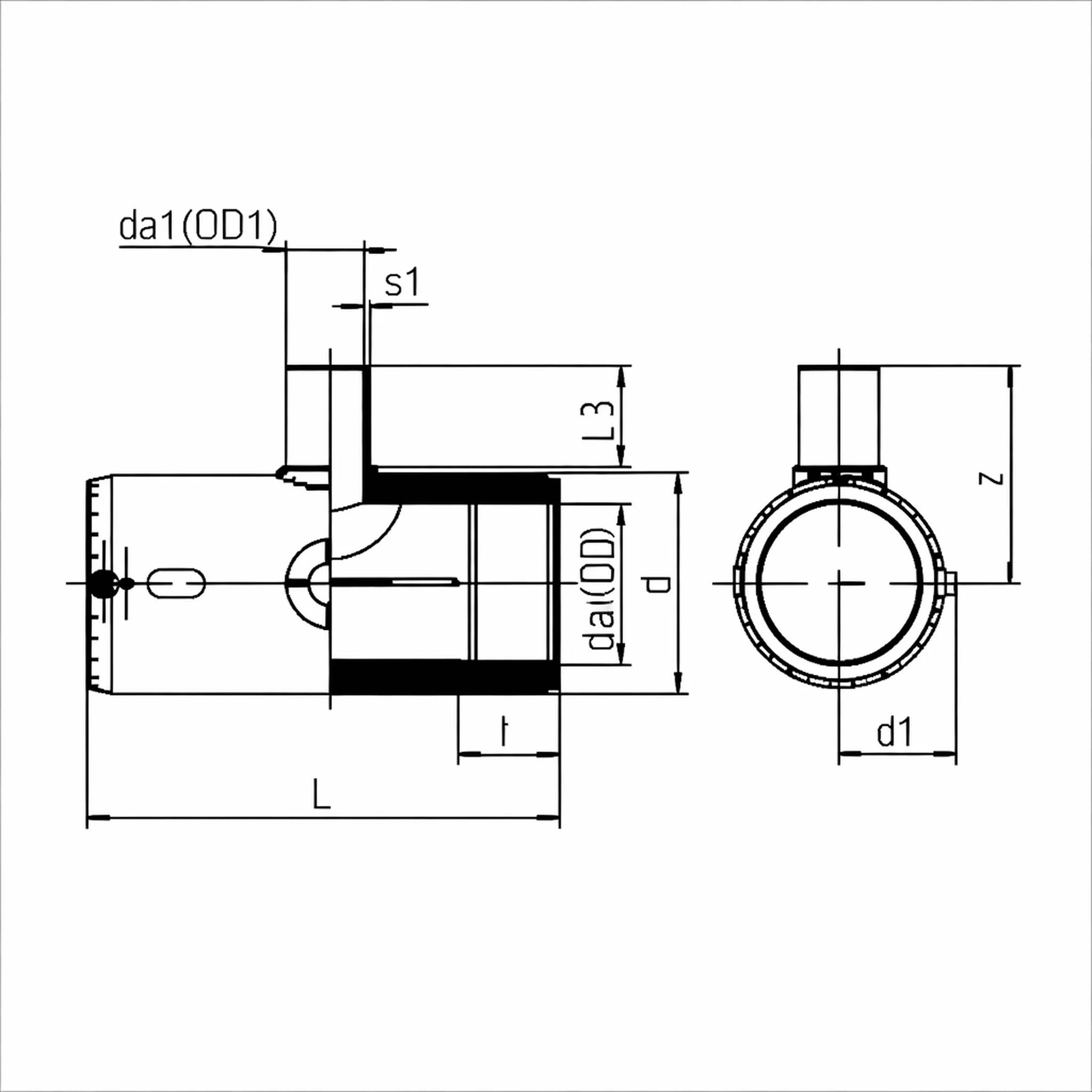 agru PE 100-RC E-T-Stück, reduziert, MOP, Wasser 110/63, SDR 17-11, 16 bar / Gas 10 bar, 1 Stk.