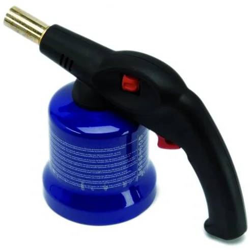 Brinko Lötlampe mit Piezo-Zündung, 1200°C, inkl. Kartusche, schwarz/blau, 1 Stk.