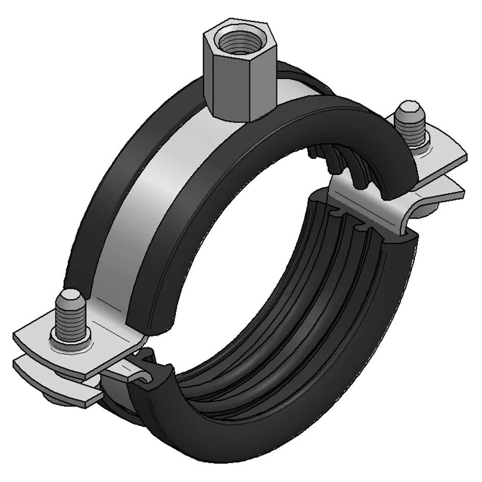 MEFA Rohrschelle Trabant Inox 26-30mm, V4A, M8/M10, TPE, schwarz/silber, 1 Stk.