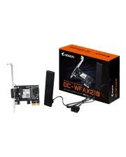 PCIe Wi‑Fi-Adapter-Kit mit Antenne, USB-Kabel und Produktbox mit der Bezeichnung „GC-WFAX2I8